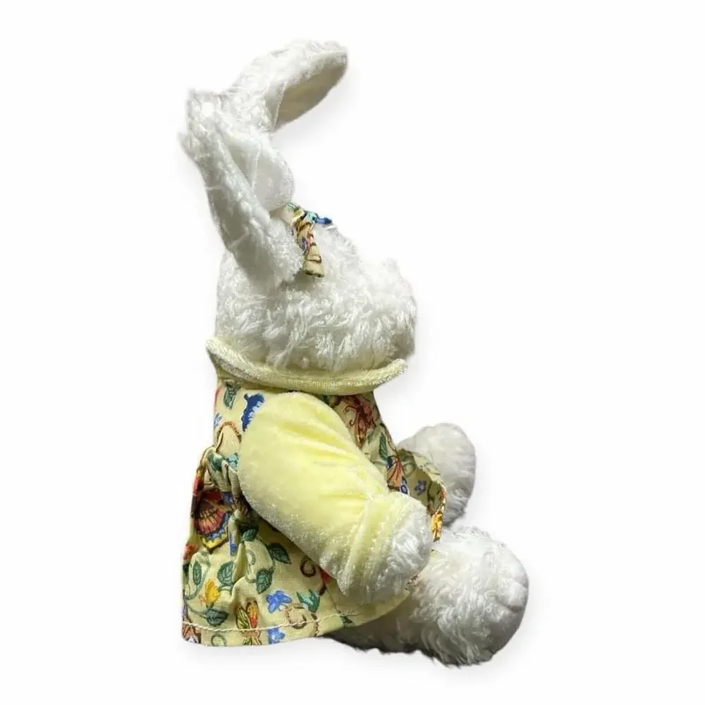 Vtg Chrisha Playful Bunny Rabbit Plush 1997 Yellow Floral Dress Stuffed Animal